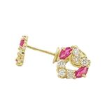 14K Yellow gold Heart fancy cz stud earrings for Children/Kids web439 1