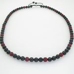 Mens beaded rosary chain crystal gemstone bracelet ball pave necklace dark red and black macrame ros