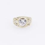 10k Yellow Gold Syntetic white gemstone ring ajr8 Size: 2 3