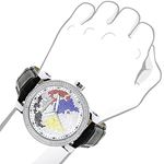 Luxurman Watches Exclusive Worldface Mens Genuine Diamond Watch 0.18ct 3