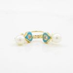 14K Yellow gold Heart and pearl hoop earrings for Children/Kids web55 3