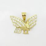 Mens 10k Yellow gold White gemstone eagle charm EGP77 3