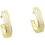 Womens .925 sterling silver Yellow hoop earrings 2mm thick and 4mm wide 1