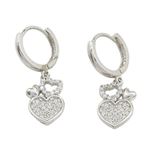 Womens Sterling silver triple heart fancy cz chandelier earring Silver4 1