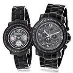 Oversized Matching His And Hers Watches: Black Dia