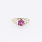 10k Yellow Gold Syntetic pink gemstone ring ajr15 Size: 4.25 3