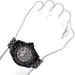 Black Mens Centorum Real Diamond Watch 0.5ct Midsize Falcon Leather Strap 3
