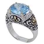 "Ladies .925 Italian Sterling Silver Baby blue synthetic gemstone ring SAR8 6