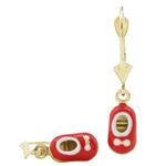 14K Yellow gold Baby shoe chandelier earrings for Children/Kids web468 1