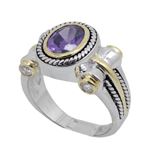 "Ladies .925 Italian Sterling Silver Purple Violet synthetic gemstone ring SAR50 6