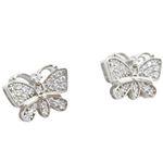 Womens .925 sterling silver White butterfly earring 1 MLCZ261 4mm thick and 11mm wide Size 1