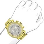 Mens Oversized Real Diamond Luxurman Watch 0.25ct Yellow Gold Chronograph 3