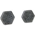 Mens .925 sterling silver Black hexagon earring 1 MLCZ219 3mm thick and 12mm wide Size 1