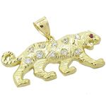 Mens 10k Yellow gold Red and white gemstone cougar charm EGP86 1