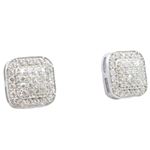 Mens .925 sterling silver White 6 row rounded square earring MLCZ160 3mm thick and 8mm wide Size 1