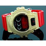 Ice Plus Mens Diamond Shock Style Watch Yellow Case Red Band 1