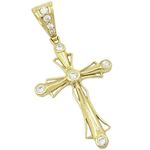 Mens 10k Yellow gold White gemstone jesus cross charm EGP99 1