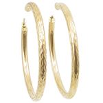 10k Yellow Gold earrings Diamond cut hoop AGBE6 1