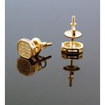 .925 Sterling Silver Yellow Octagon Yellow Crystal Micro Pave Unisex Mens Stud Earrings 3