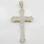 Mens 10k Yellow gold House head gold cross cz pendant GCHA4 3