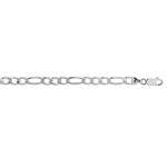 Silver with Rhodium Finish 5.5mm wide Diamond Cut Figaro Chain with Lobster Clasp 1