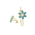 14K Yellow gold Flower cz hoop earrings for Children/Kids web43 1