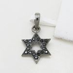 Womens Black star of david black cz pendant Silver37 3