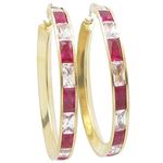 Womens 10k Yellow gold Pink white cz hoop earring ELMI2 1