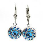 Sterling Silver evil eye dangle earrings fancy stud hoops 1