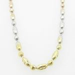 Ladies .925 Italian Sterling Silver Tri Color Ball Bar Link Chain Length - 18 inches Width - 2.5mm 3