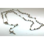 "Mens White Stainless Steel Rosary Necklace with Cross - 28"" 1"
