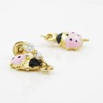 14K Yellow gold Bettle cz chandelier earrings for Children/Kids web497 3