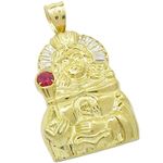 Mens 10k Yellow gold White and red gemstone mary charm EGP14 1