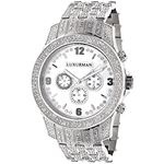 Mens Raptor Iced Out Real Diamond Watch 1.25ct White MOP Bezel by Luxurman 1