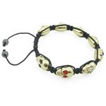 "Mens yellow skulls with multi color stones string bracelet Diameter - 3 inch