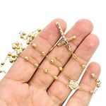 14K YELLOW Gold HOLLOW ROSARY Chain - 28 Inches Long 3.8MM Wide 3