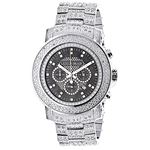 Oversized Iced Out Mens Real Diamond Luxurman Watch 2ct Black Mother of Pearl 1