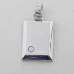 Silver military dog tag cz pendant SB14 29mm tall and 17mm wide 3