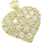 Womens 10k Yellow gold White gemstone heart charm EGP85 1