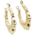 10k Yellow Gold earrings Fancy puff bamboo gold earrings AGBE74 1