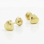 14K Yellow gold Plain heart stud earrings for Children/Kids web207 3