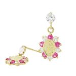 14K Yellow gold Oval mary cz chandelier earrings for Children/Kids web458 1