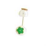 14K Yellow gold Pearl flower stud earrings for Children/Kids web4 1