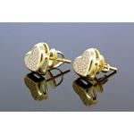 .925 Sterling Silver Yellow Heart White Crystal Micro Pave Unisex Mens Stud Earrings 1