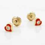 14K Yellow gold Heart cz stud earrings for Children/Kids web151 3