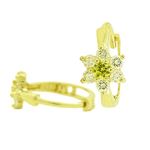14K Yellow gold Flower cz hoop earrings for Children/Kids web265 1