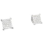 Mens .925 sterling silver White 5 row square earring MLCZ37 5mm thick and 6mm wide Size 1