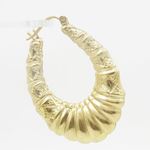 10k Yellow Gold earrings Shell bamboo hoop AGBE40 3