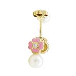 14K Yellow gold Flower pearl stud earrings for Children/Kids web91 1