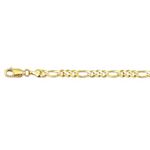 14K Yellow Gold 3.8mm wide Diamond Cut Alternate Classic Figaro Chain with Lobster Clasp 1